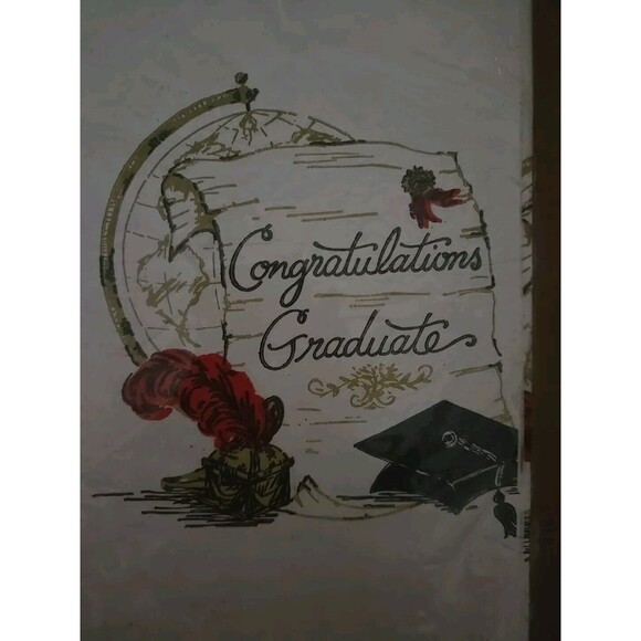 Contempo Paper White Table Cover Congratulations Graduate 54"x104" Beach Product - Picture 3 of 3